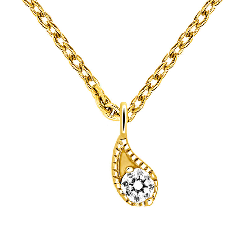 Yellow gold diamond necklace 0.061 ct , J03397-02, mainproduct