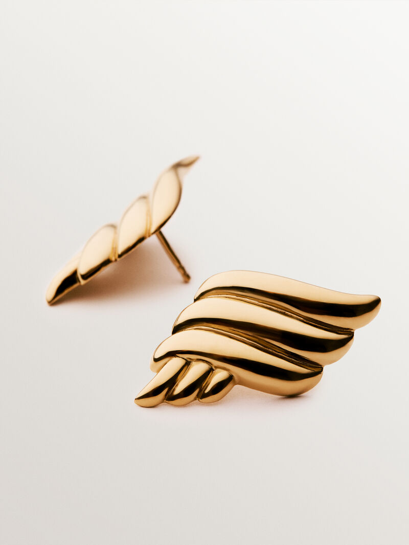 18K yellow gold plated 925 silver earrings with fluid shape image number 2