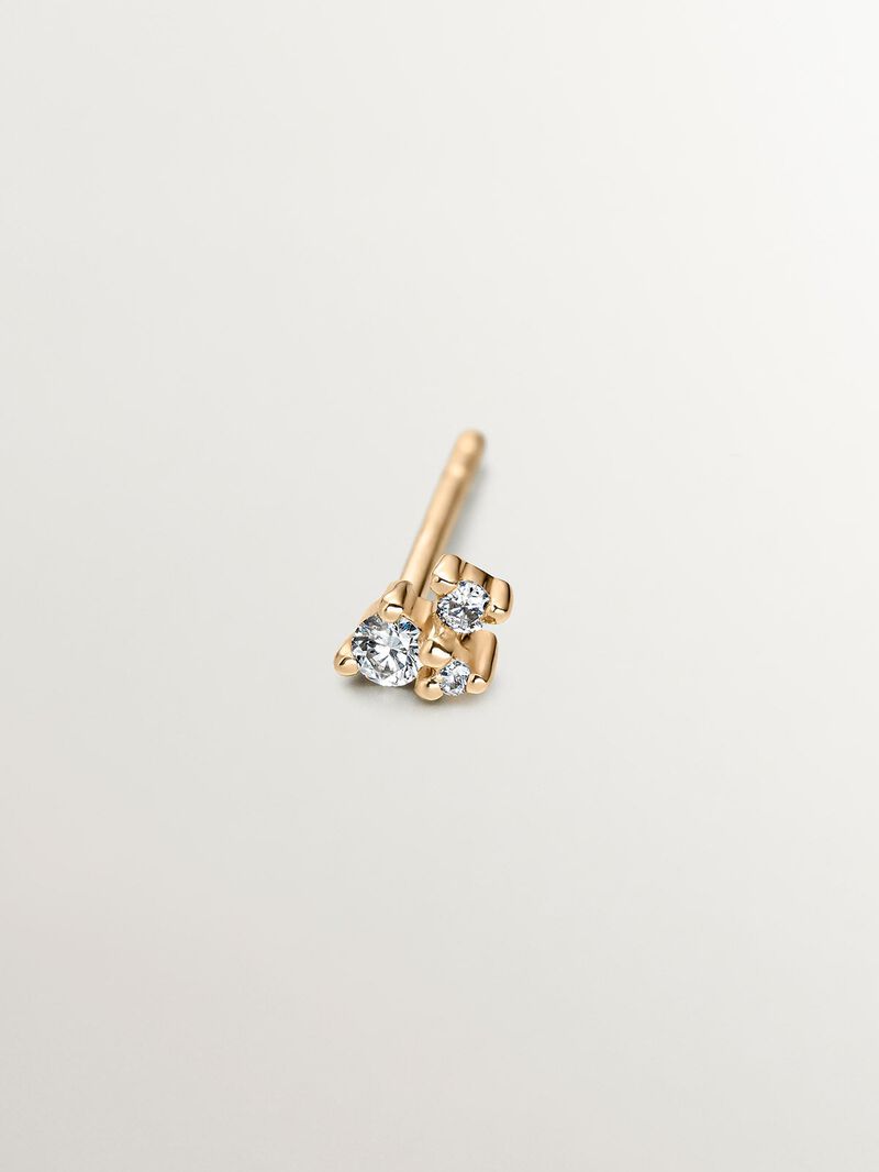 Individual 9K yellow gold earring with diamonds. image number 0