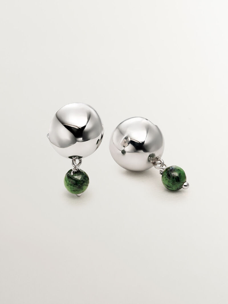 925 silver earrings with green jaspe image number 2