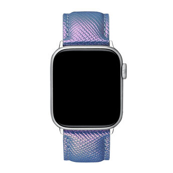 Iridescent blue leather Apple Watch band, IWSTRAP-PUIR,hi-res