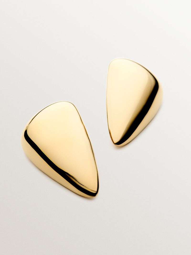 Large drop earrings in 18K yellow gold plated 925 silver with polished effect image number 0
