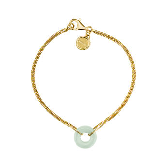 Bracelet in 18k yellow gold-plated silver with green aventurine , J04754-02-GAV,hi-res