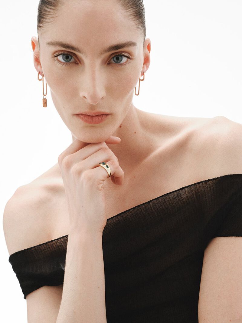 18K rose gold plated 925 silver thick hoop earrings image number 5