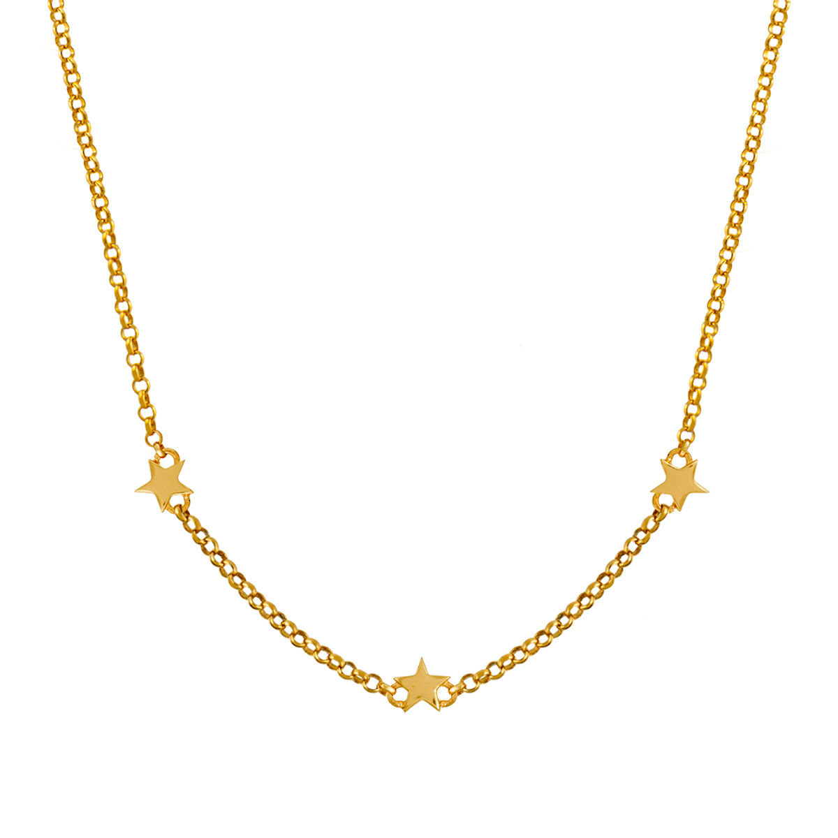 Gold plated mini stars necklace , J01900-02, hi-res