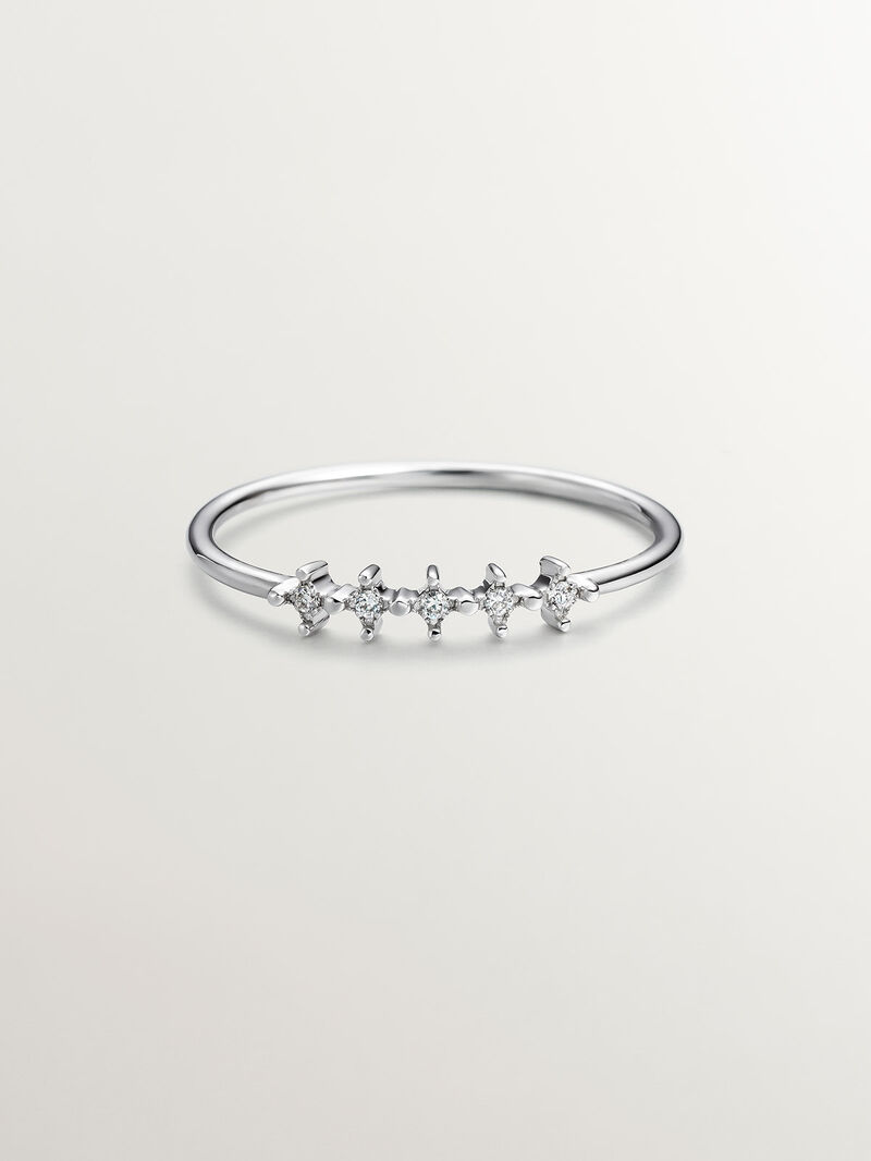 18K white gold cinquillo ring with diamonds 0.025 cts image number 0