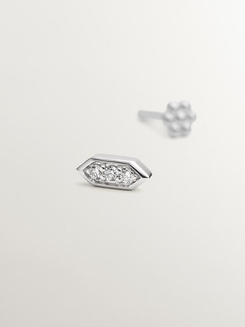 18K White Gold Hexagonal Piercing with Diamonds image number 4