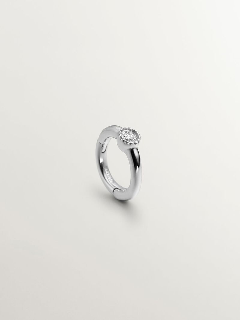 Individual small hoop earring made of 9K white gold with a 0.014 cts diamond. image number 0