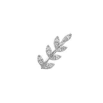 Silver diamond leaf left earring , J03709-01-GD-L,hi-res