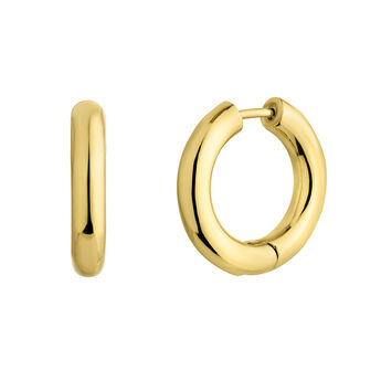 Medium hoop earrings in 18K yellow gold plated silver, J04751-02,hi-res