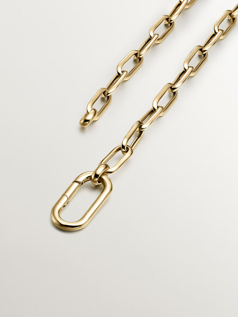Chain of rectangular links made of 925 silver, coated in 18K yellow gold image number 6
