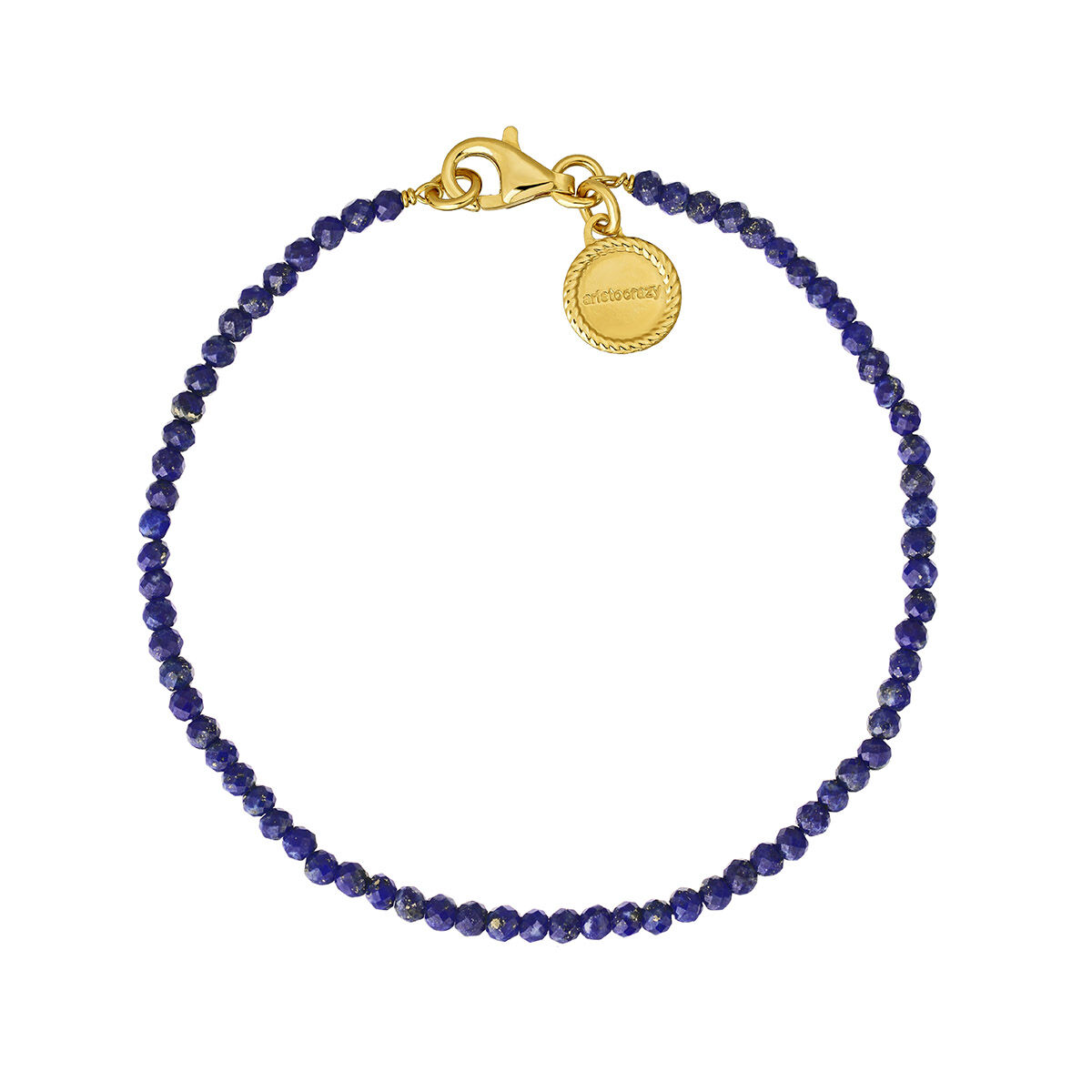 Bracelet in 18k yellow gold-plated silver with blue lapis lazuli stone beads, J04898-02-LP, hi-res
