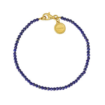 Bracelet in 18k yellow gold-plated silver with blue lapis lazuli stone beads, J04898-02-LP,hi-res