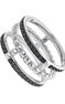 Silver triple ring with raised detail and black spinel gemstones , J04905-01-BSN