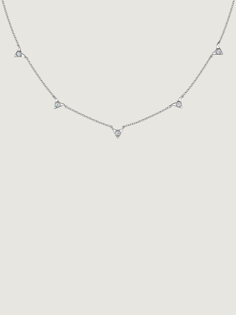 9K White Gold Necklace with Diamonds image number 0