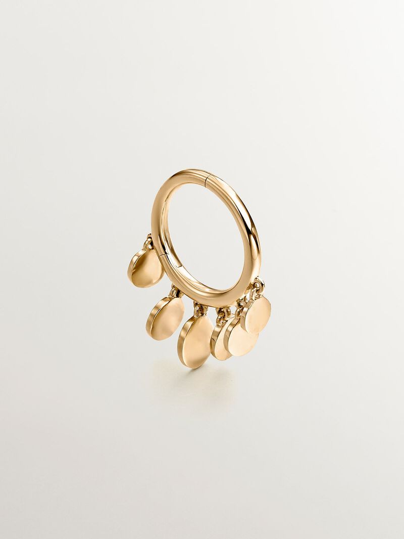 Individual 9K yellow gold earring with hanging spheres. image number 0