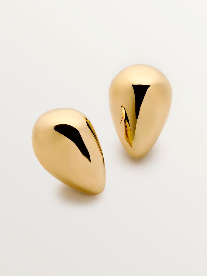Medium drop earrings in 18K yellow gold plated 925 silver with polished effect image number 0