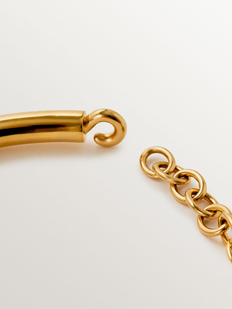 Rigid 18K yellow gold plated 925 silver necklace with zircons suspended in resin image number 6