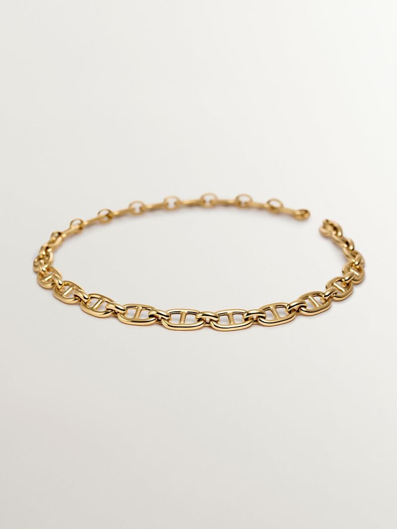 45cm rope link chain made of 925 silver plated with 18K yellow gold image number 0