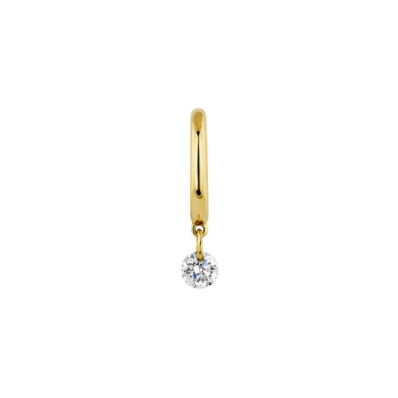 Gold diamond hoop earrings , J04423-02-H, hi-res
