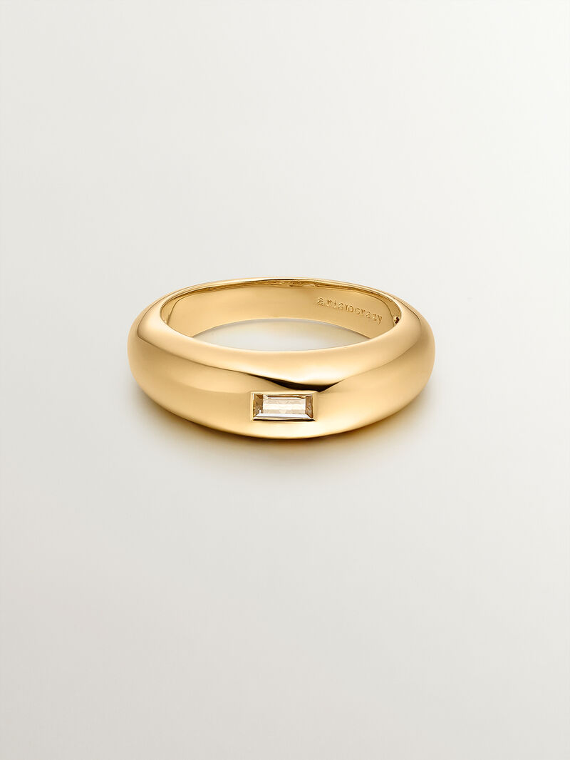 18K yellow gold plated 925 silver ring with white topaz image number 1