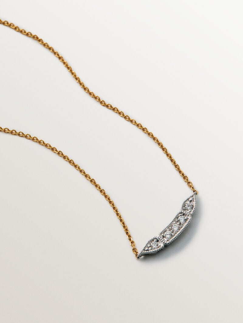 Colgante de oro blanco y amarillo de 18K con pavé de diamantes en talla brillante image number 2