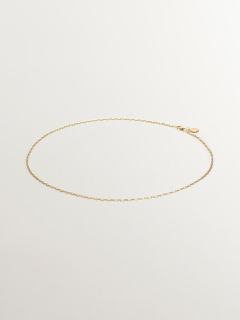 925 Silver chain bathed in 18K yellow gold with rectangular links. image number 0