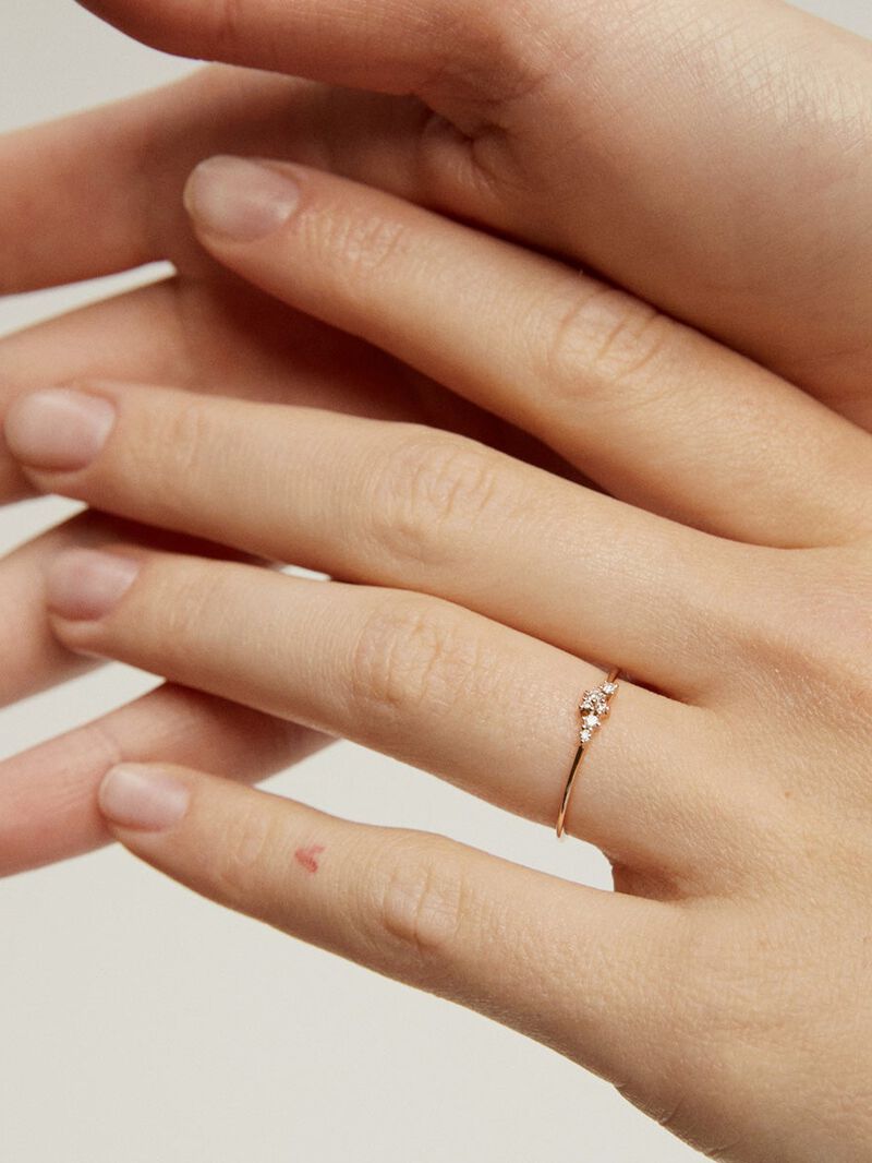 18K rose gold ring with white diamonds image number 1