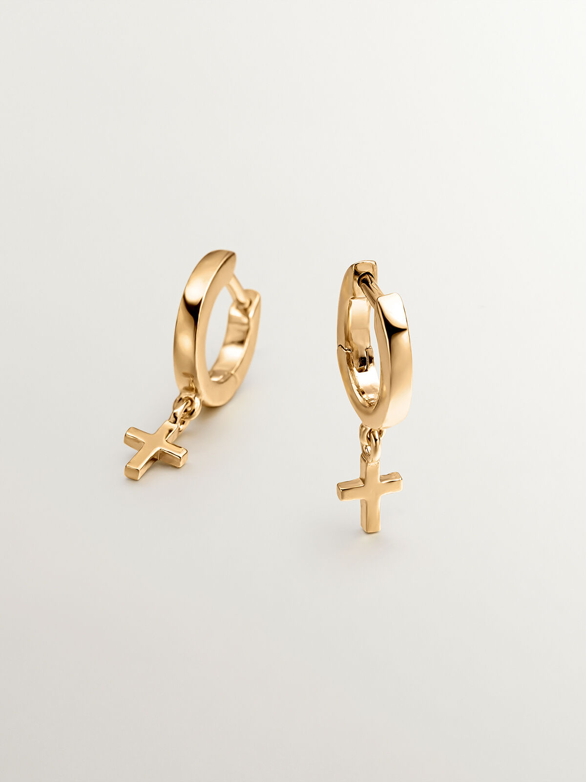 Small hoop top with cross earrings