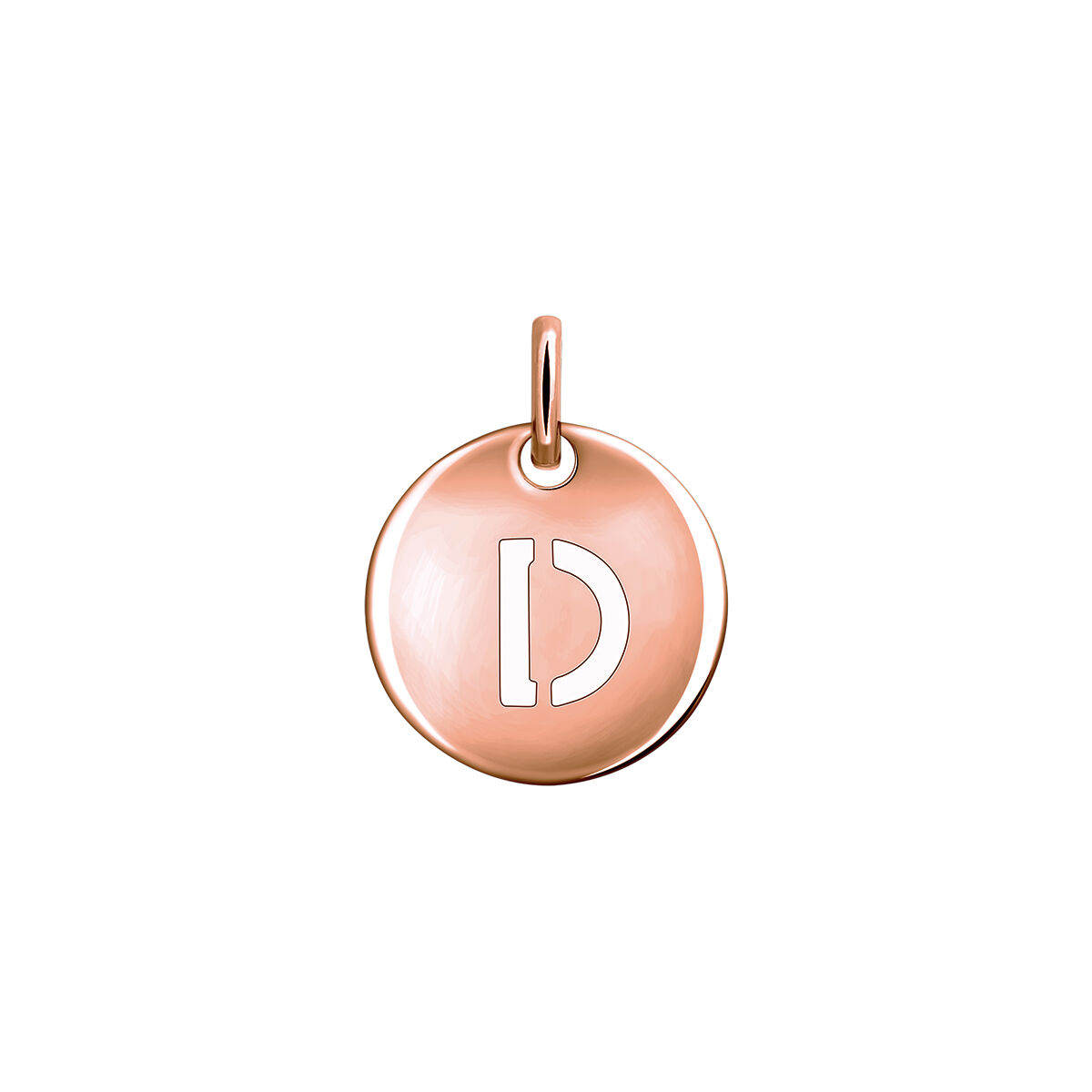 Charm medalla inicial D plata recubierta oro rosa  , J03455-03-D, mainproduct