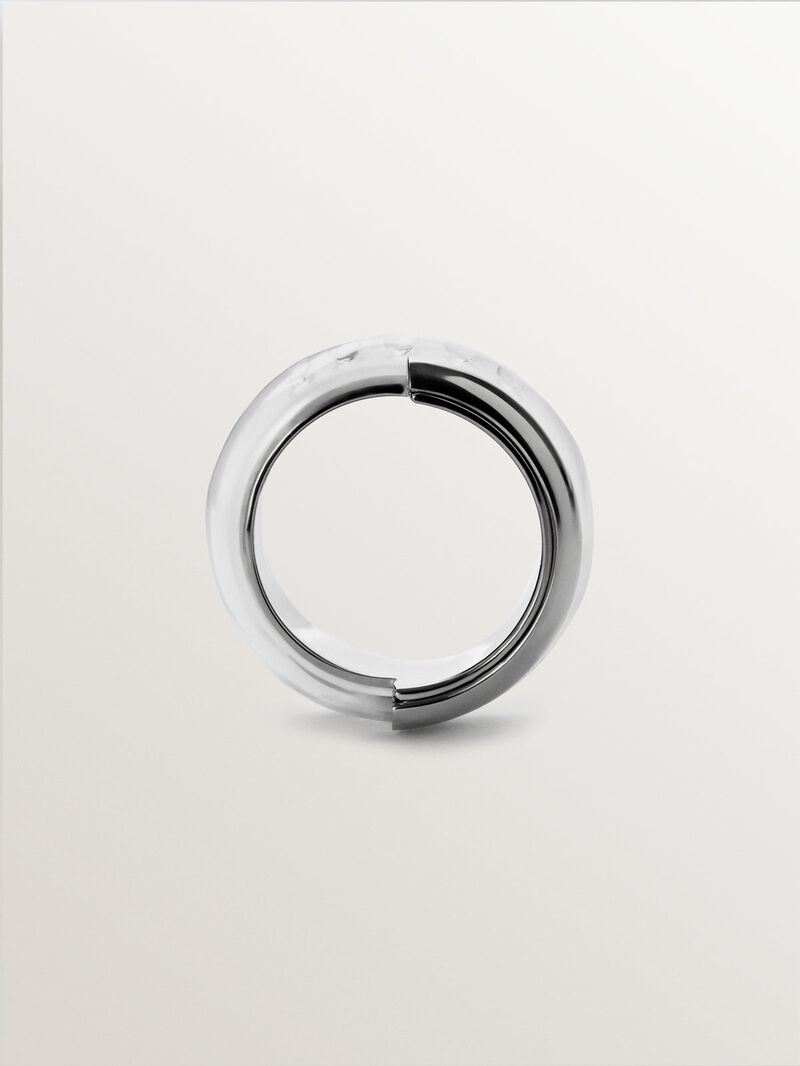925 silver ring with white enamel and zircons suspended in resin image number 6