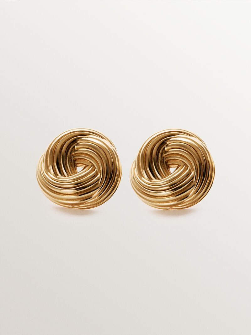 18K yellow gold plated 925 silver earrings with gallon texture image number 0