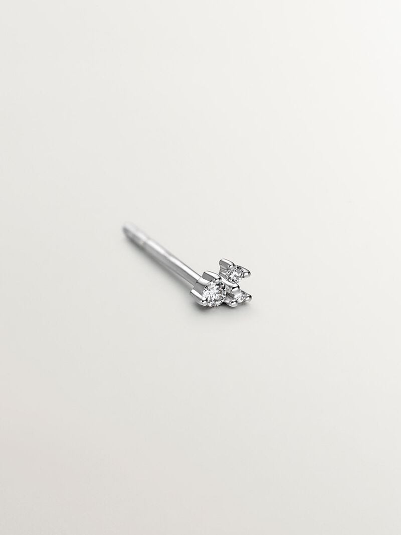 Individual 9K white gold earring with diamonds image number 4