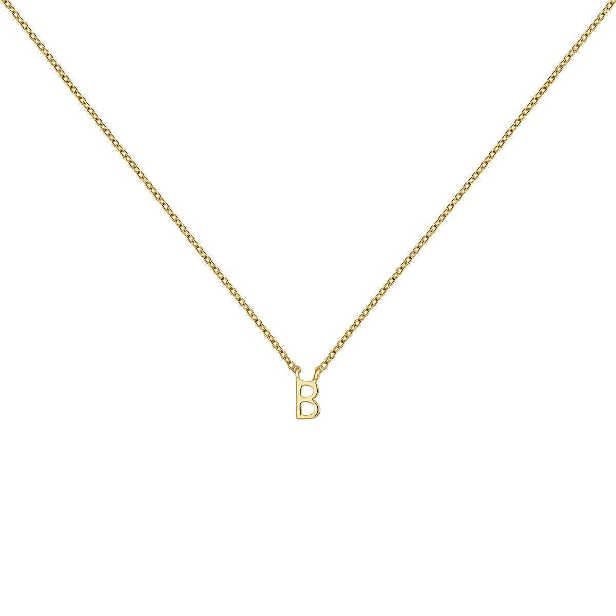 Gold Initial B necklace , J04382-02-B, hi-res