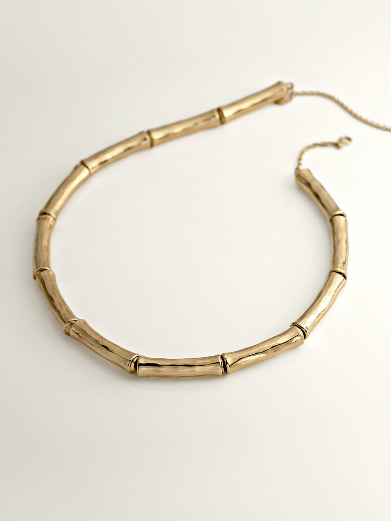 925 Silver necklace bathed in 18K yellow gold with bamboo texture image number 7