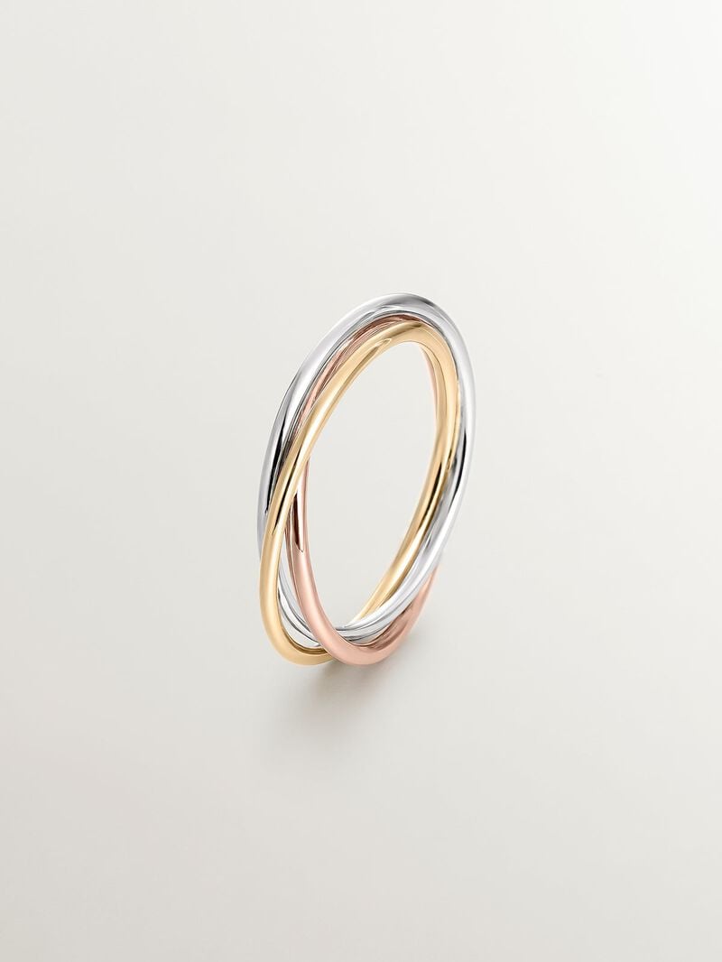 9K White, Yellow and Rose Gold Triple Ring image number 0