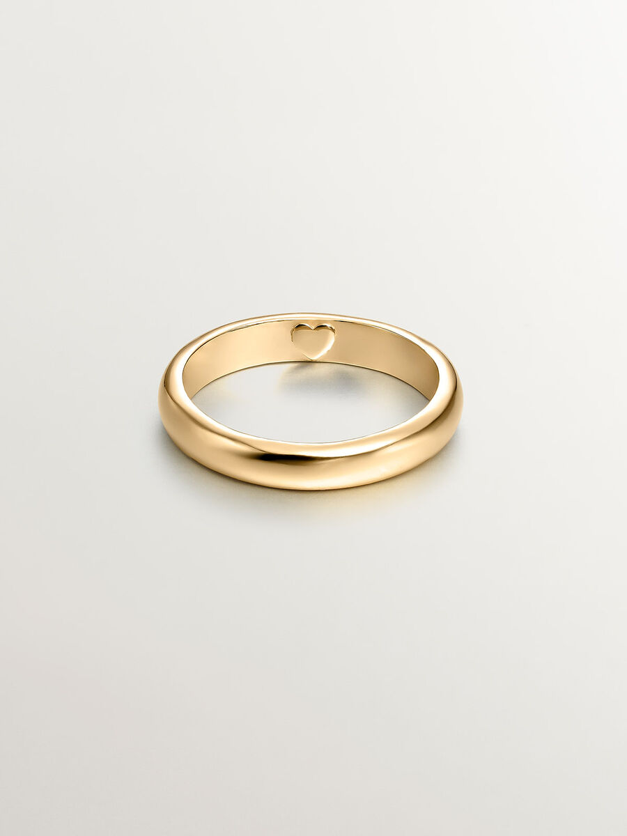 Wedding ring in 18k yellow gold-plated silver with heart on the inside, J05156-02, hi-res