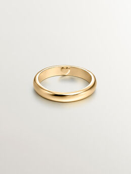 Wedding ring in 18k yellow gold-plated silver with heart on the inside, J05156-02,hi-res