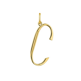 Large gold-plated silver C initial charm  , J04642-02-C,hi-res