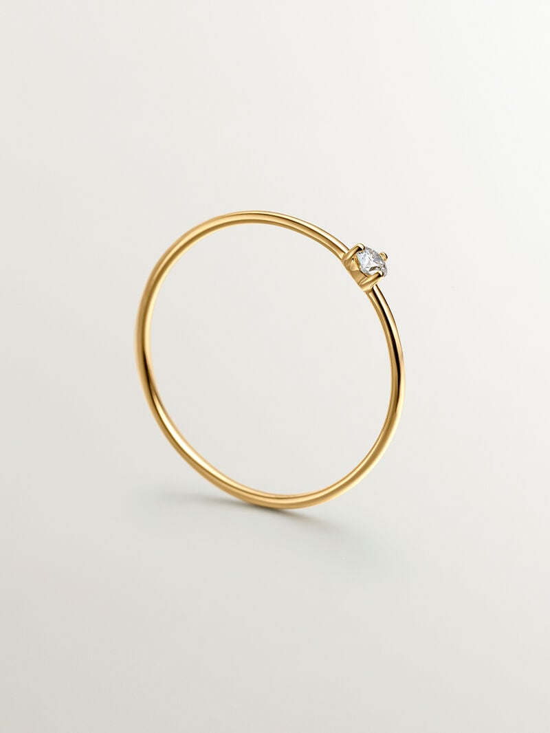 18K yellow gold solitaire ring with a 0.048cts diamond. image number 4