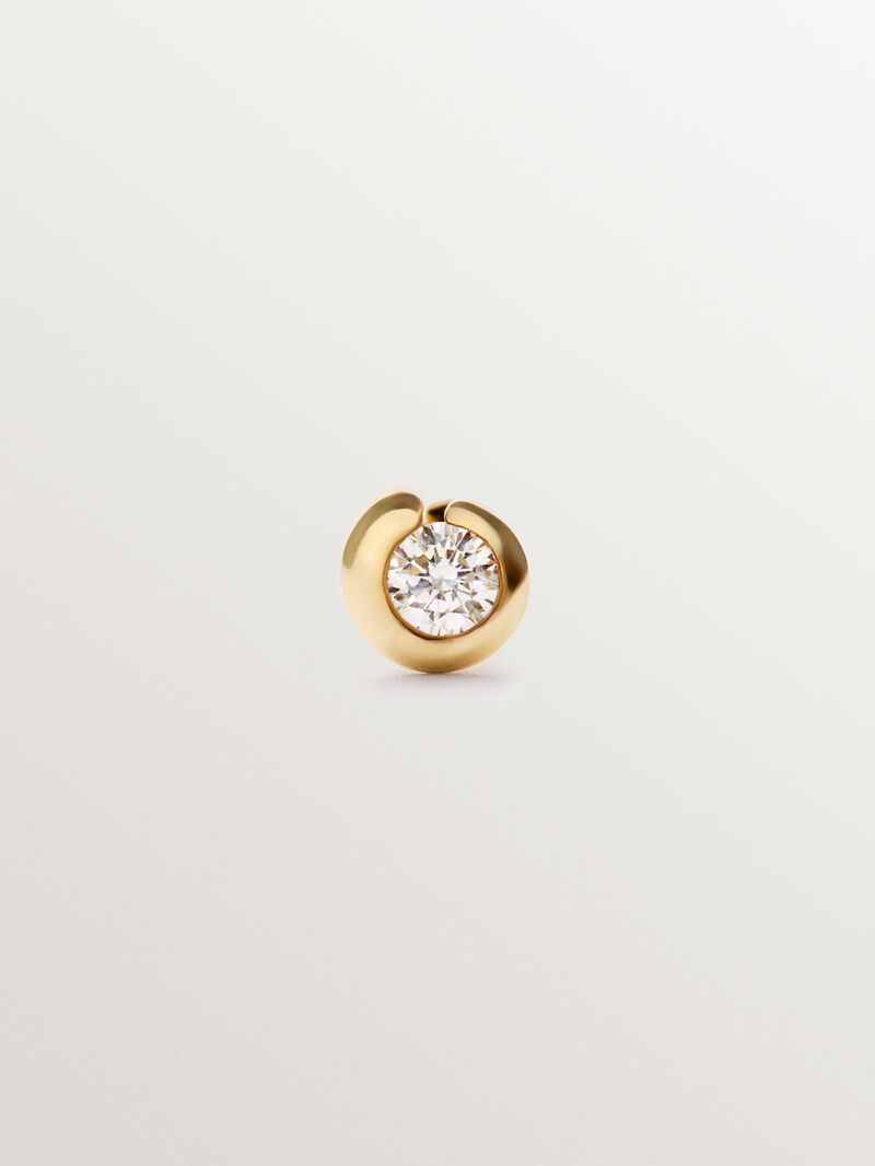 Piercing individual de oro amarillo de 18K con diamante central blanco en talla brillante image number 0