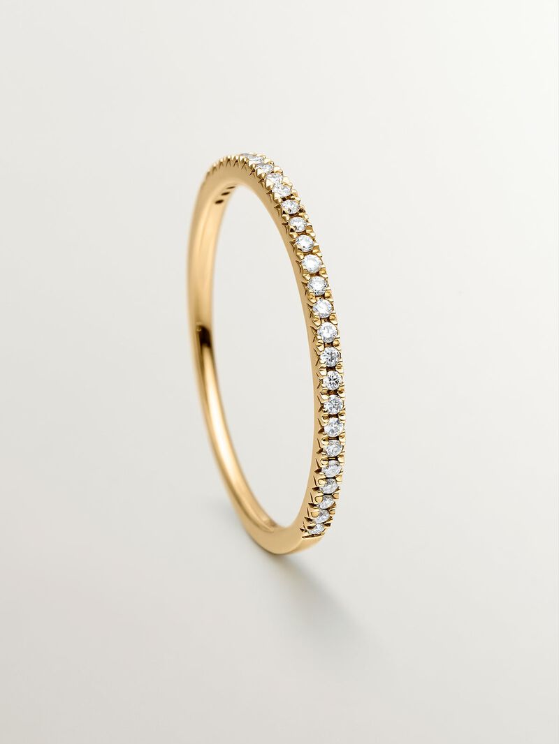 18K yellow gold ring with brilliant cut diamonds image number 4