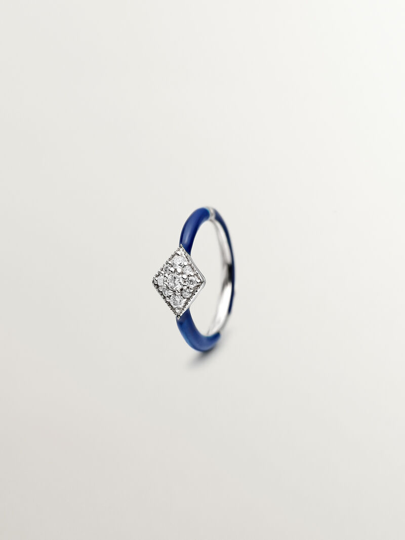 Individual earring of thread and 18K white gold with diamonds. image number 4