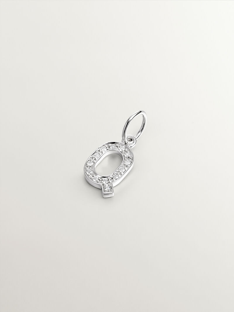 925 Silver Charm with White Topaz Initial Q image number 0
