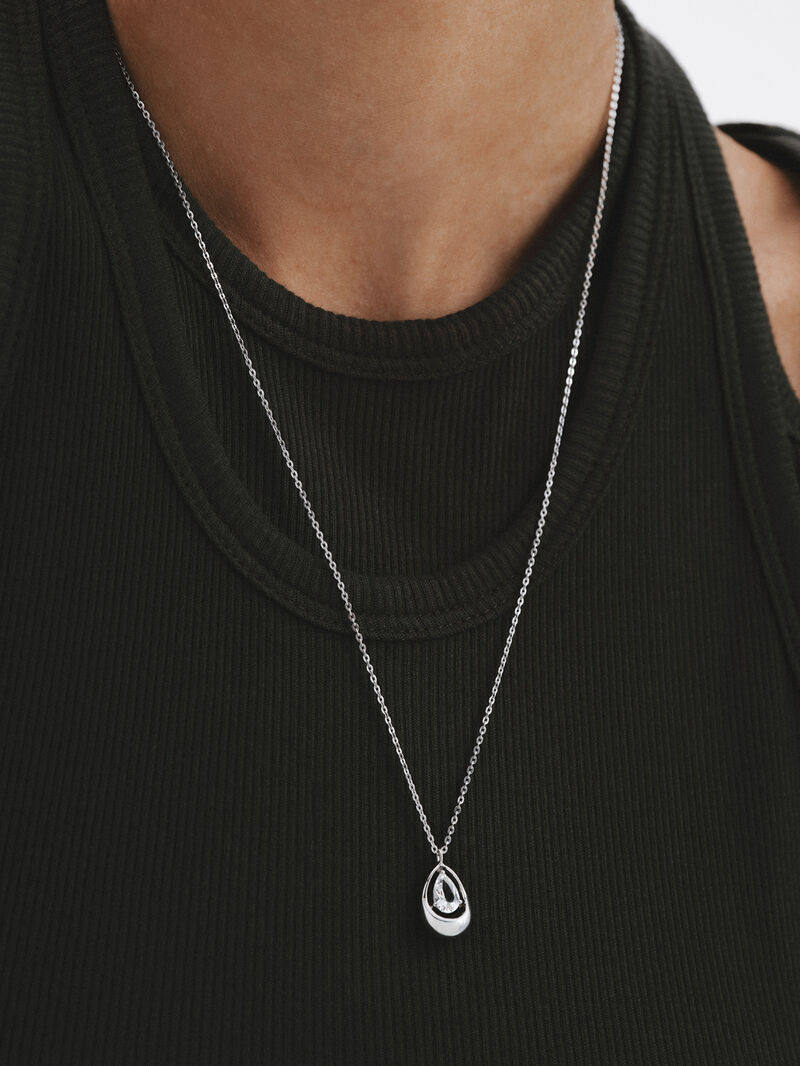 925 silver pendant with white quartz image number 0