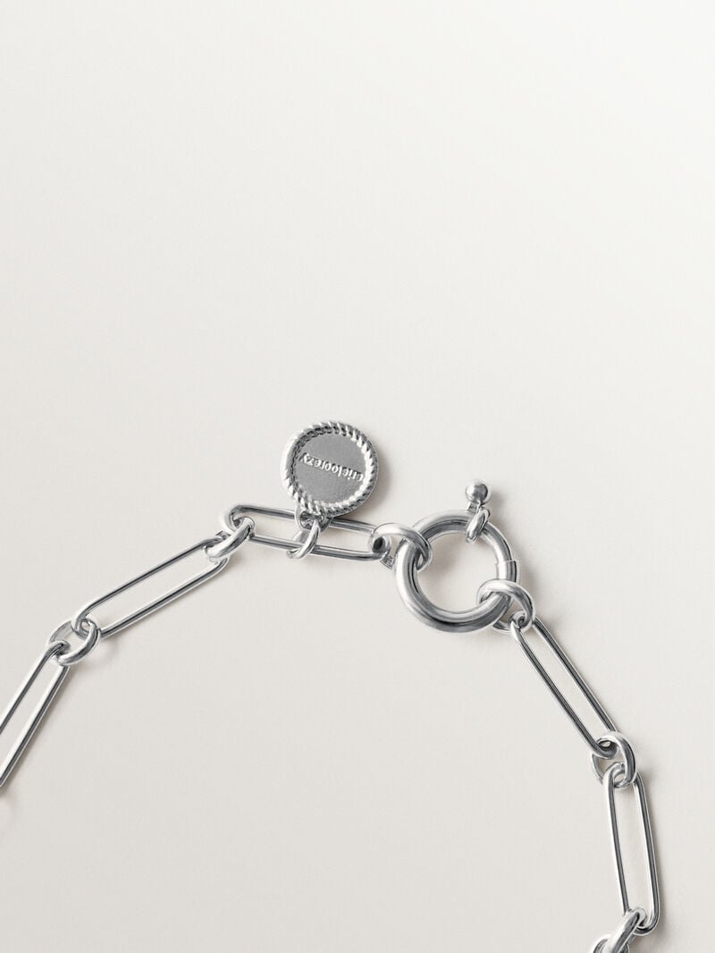 17 cm combined link bracelet in rhodium-plated 925 silver image number 2
