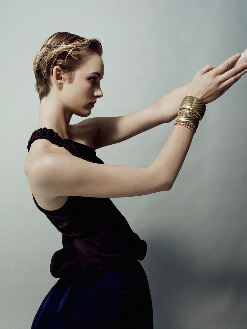 Tubogas S bracelet in 925 sterling silver plated with 18K yellow gold image number 1