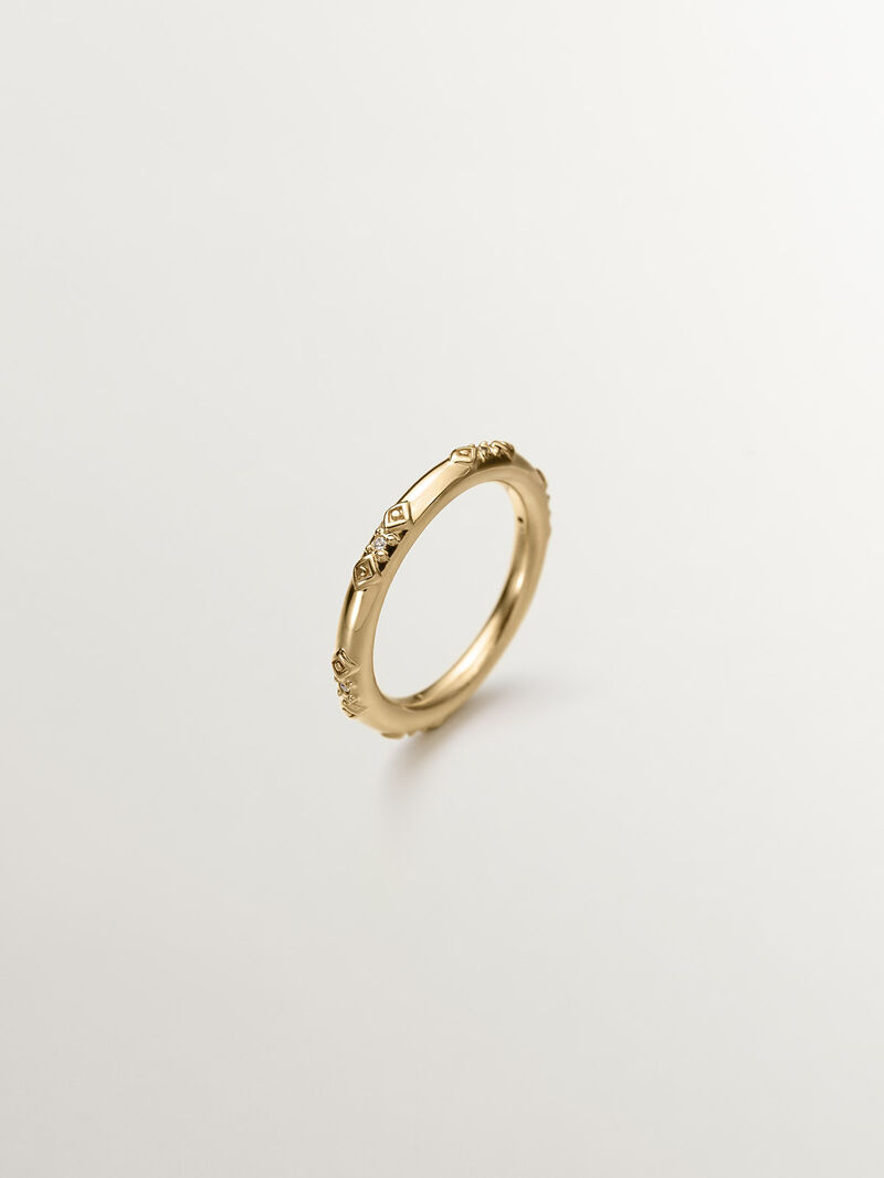 18K yellow gold plated 925 sterling silver ring with white topazes image number 0
