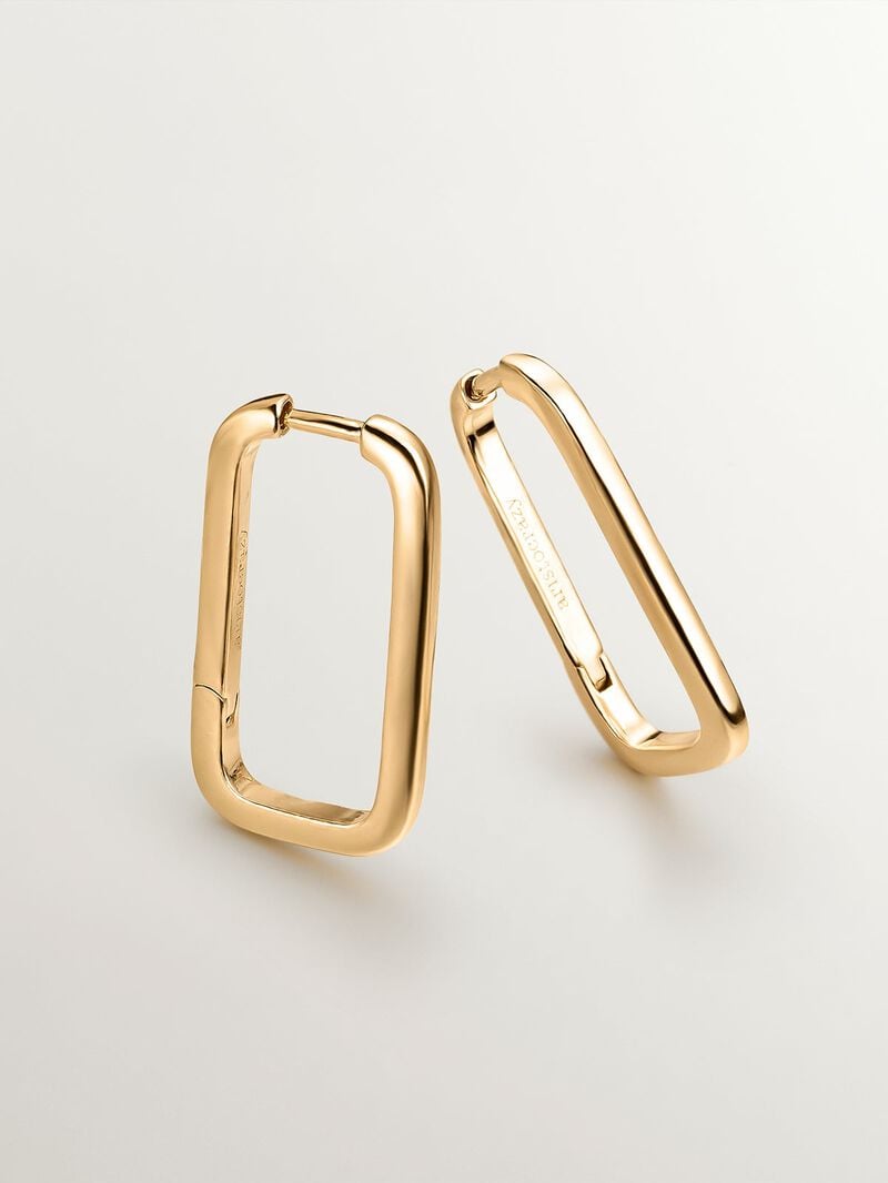 Rectangular earrings made of 925 silver coated in 18K yellow gold. image number 0