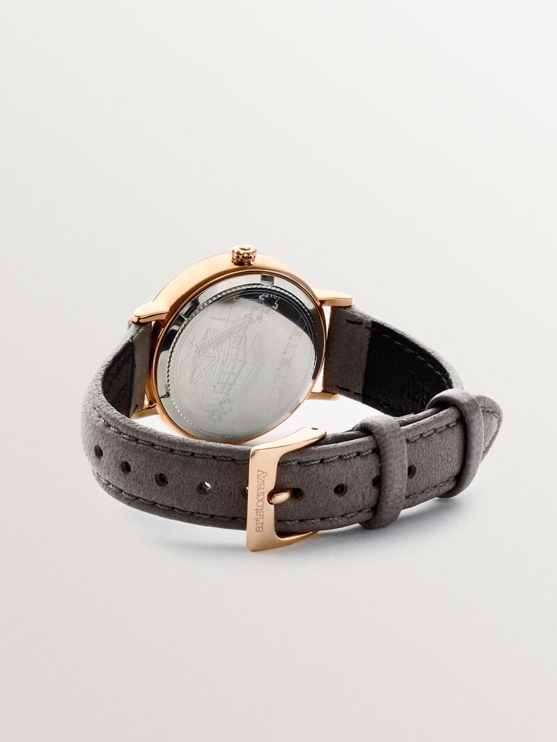 Pink steel venice beach with gray leather strap and yellow sphere image number 2